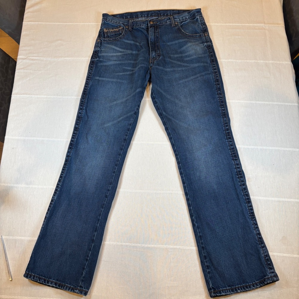 Wrangler Authentics Mens Slim Bootcut Jeans Blue Denim 34x32
